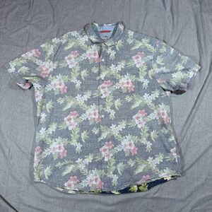 Tommy Bahama Shirt Mens 2XL Relax‎ Blue Gray Pink Floral Hawaiian Camp